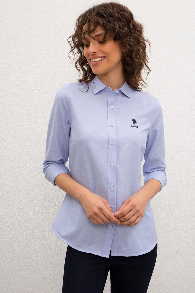 Kadın Mavi Gömlek Uzunkol Basic