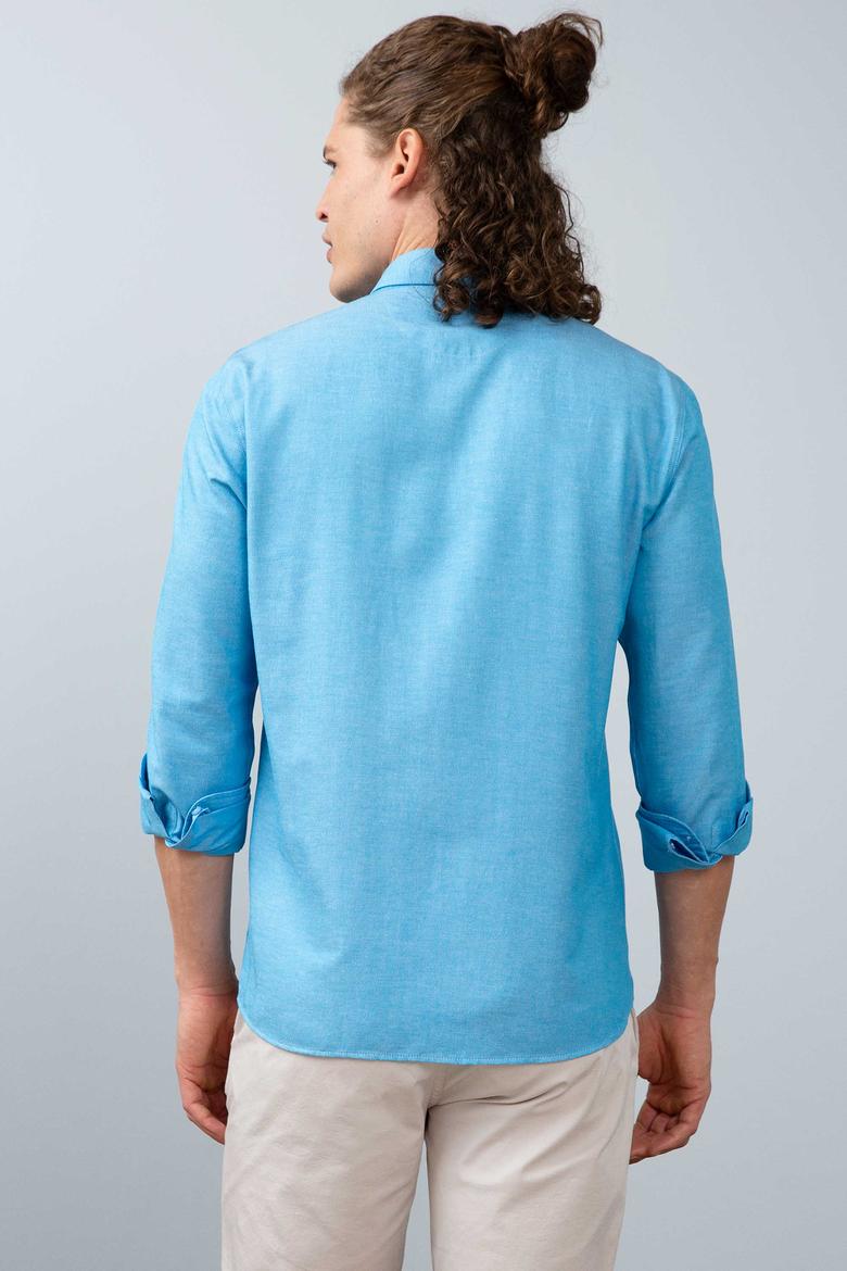 Erkek Saks Uzun Kollu Basic Gömlek - 50200668017