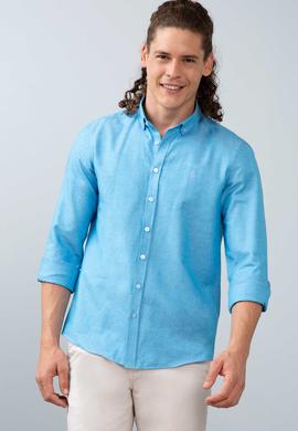 Erkek Saks Uzun Kollu Basic Gömlek - 50200668017