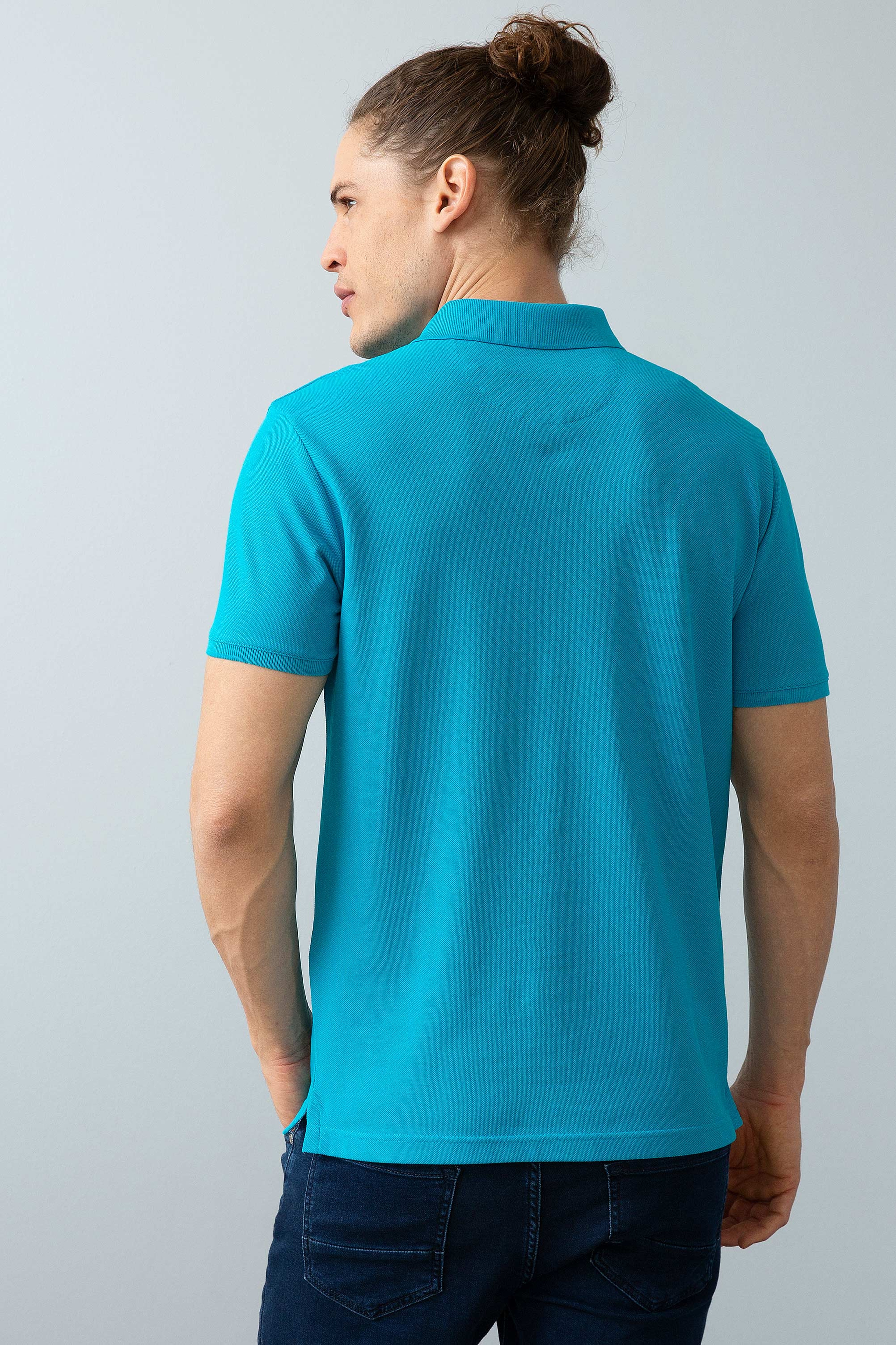 Erkek Petrol Polo Yaka T-Shirt Basic - Image 3