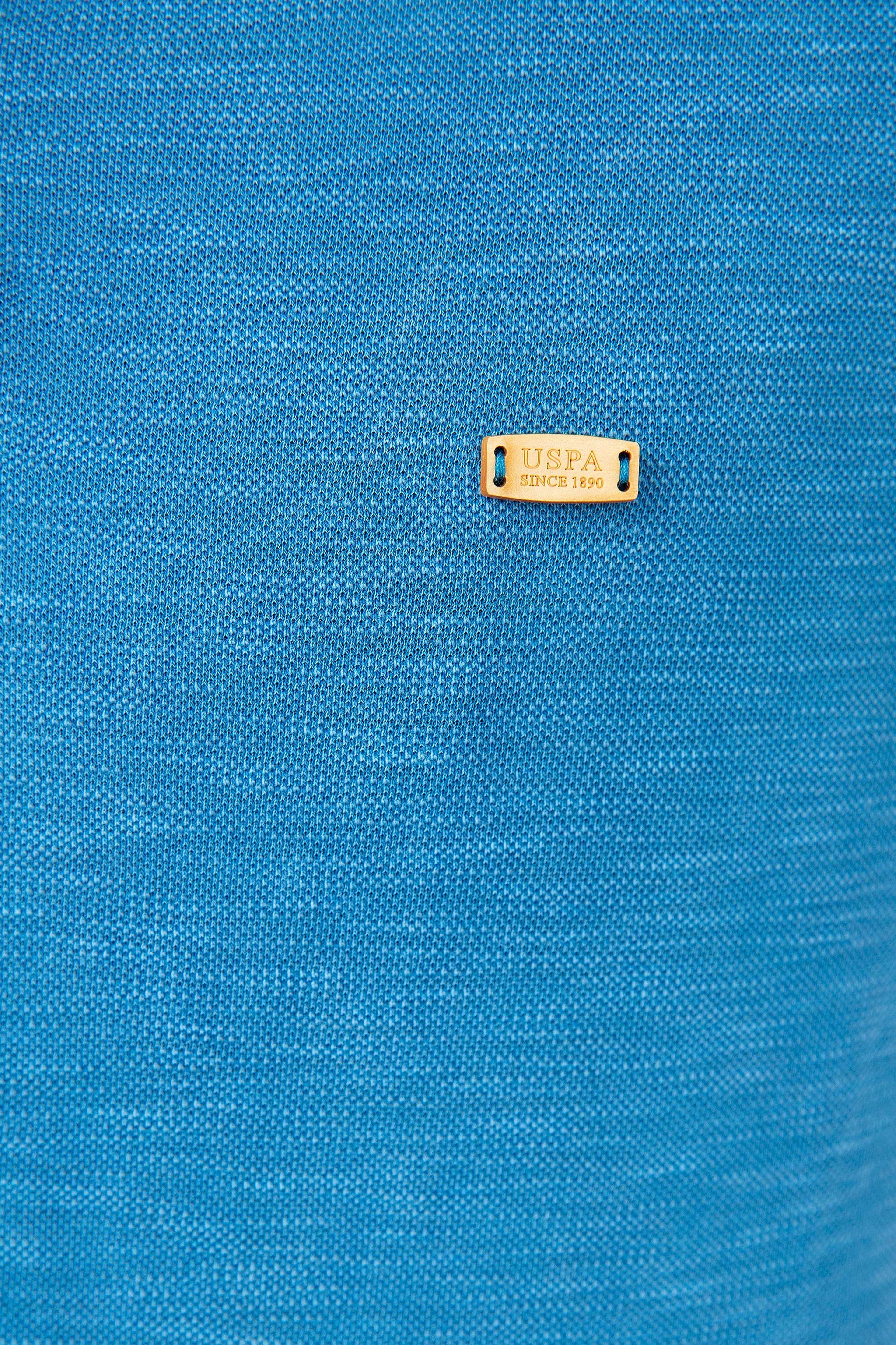 Erkek İndigo Hakim Yaka T-Shirt - Image 3