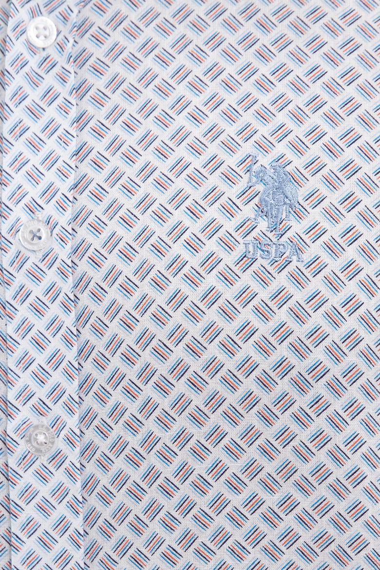 Erkek Turuncu Mavi Desenli Gömlek Uzunkol - 50219350012