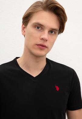 Erkek Siyah V - Yaka Basic T-Shirt - 50222610026