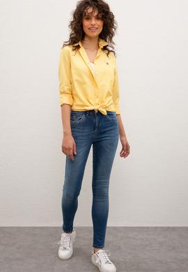 Kadın Sarı Gömlek Uzunkol Basic - 50201568041