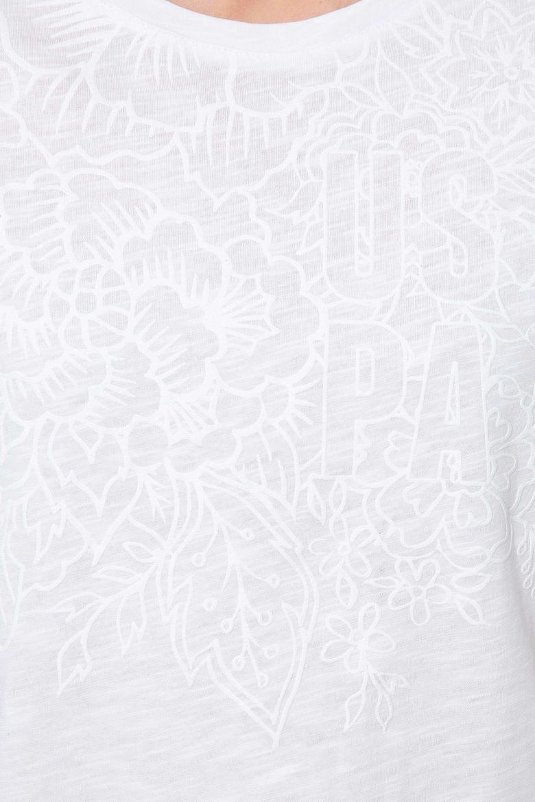 Kadın Beyaz Bisiklet Yaka T-Shirt - 50202617007