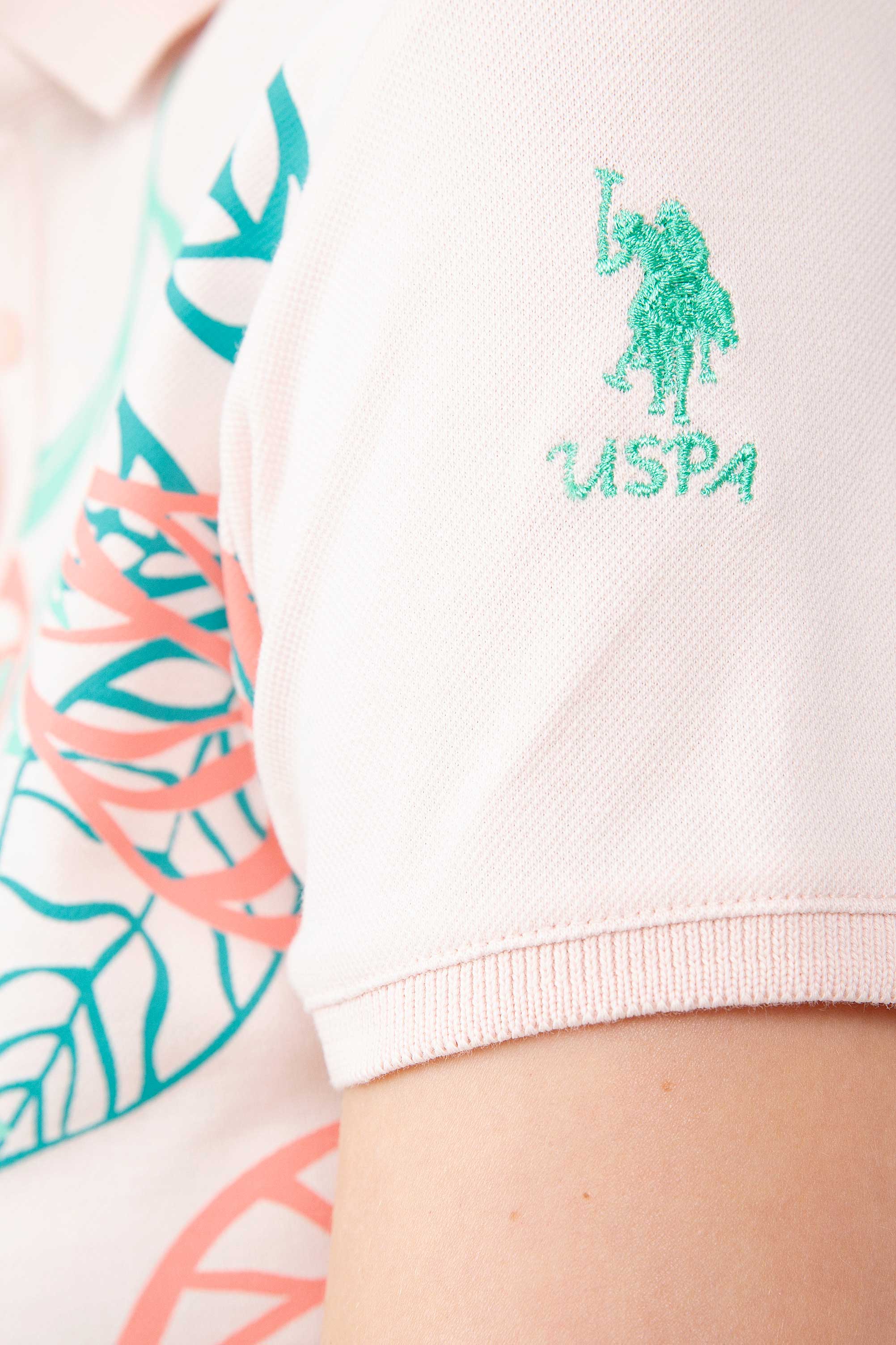 Kadın Pembe Polo Yaka T-Shirt - Image 5