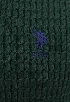 Erkek Koyu Yeşil V-Yaka Triko Kazak Basic - 50210287018