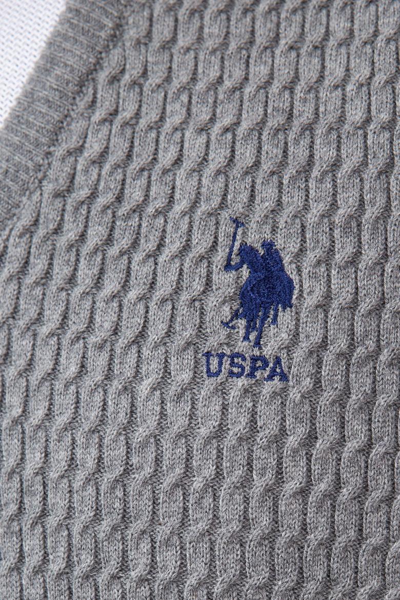 Erkek Gri Melanj V-Yaka Triko Kazak Basic - 50210287056