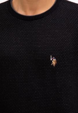 Erkek Siyah Bisiklet Yaka Triko Kazak - 50209485030