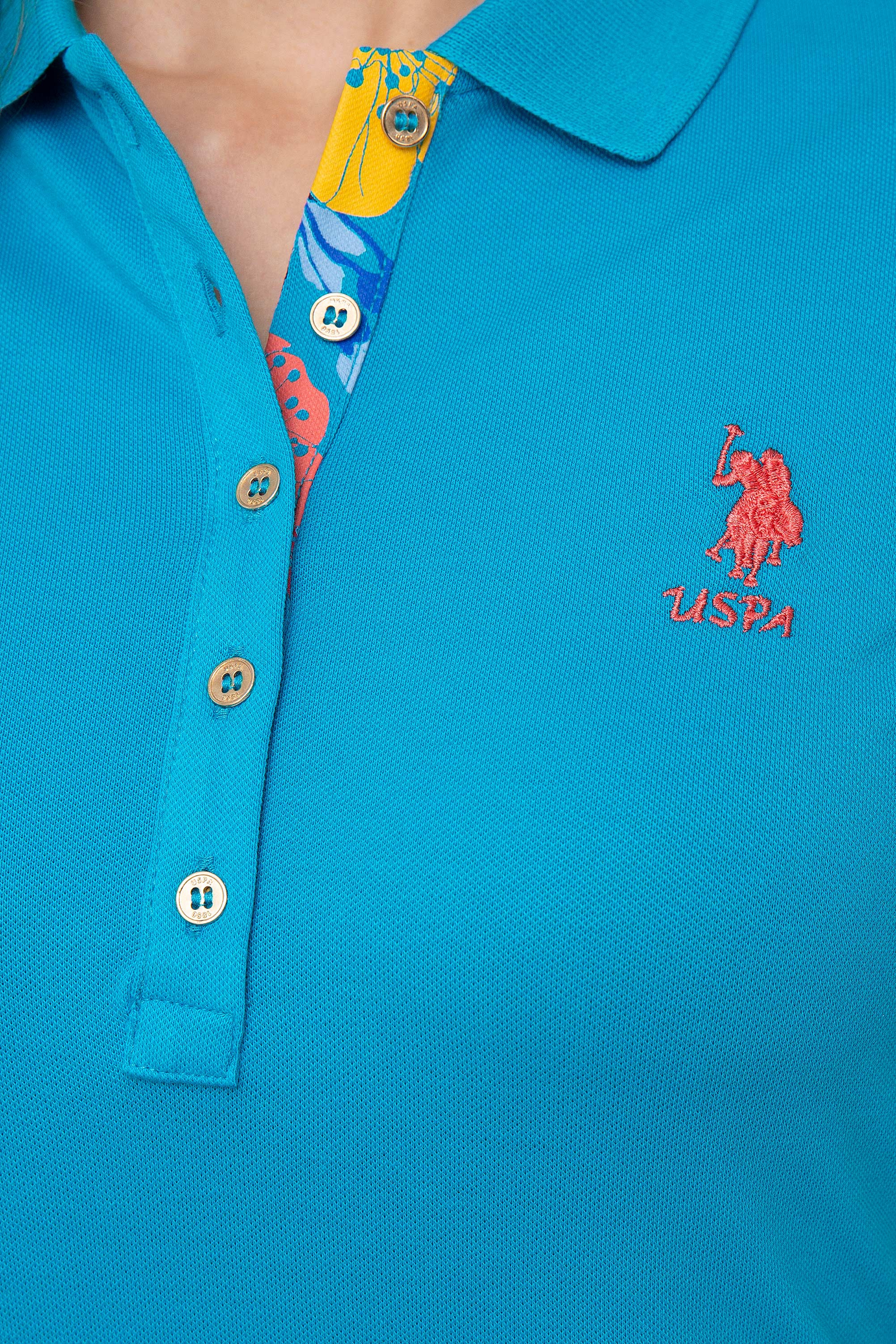 Kadın Mavi Polo Yaka T-Shirt