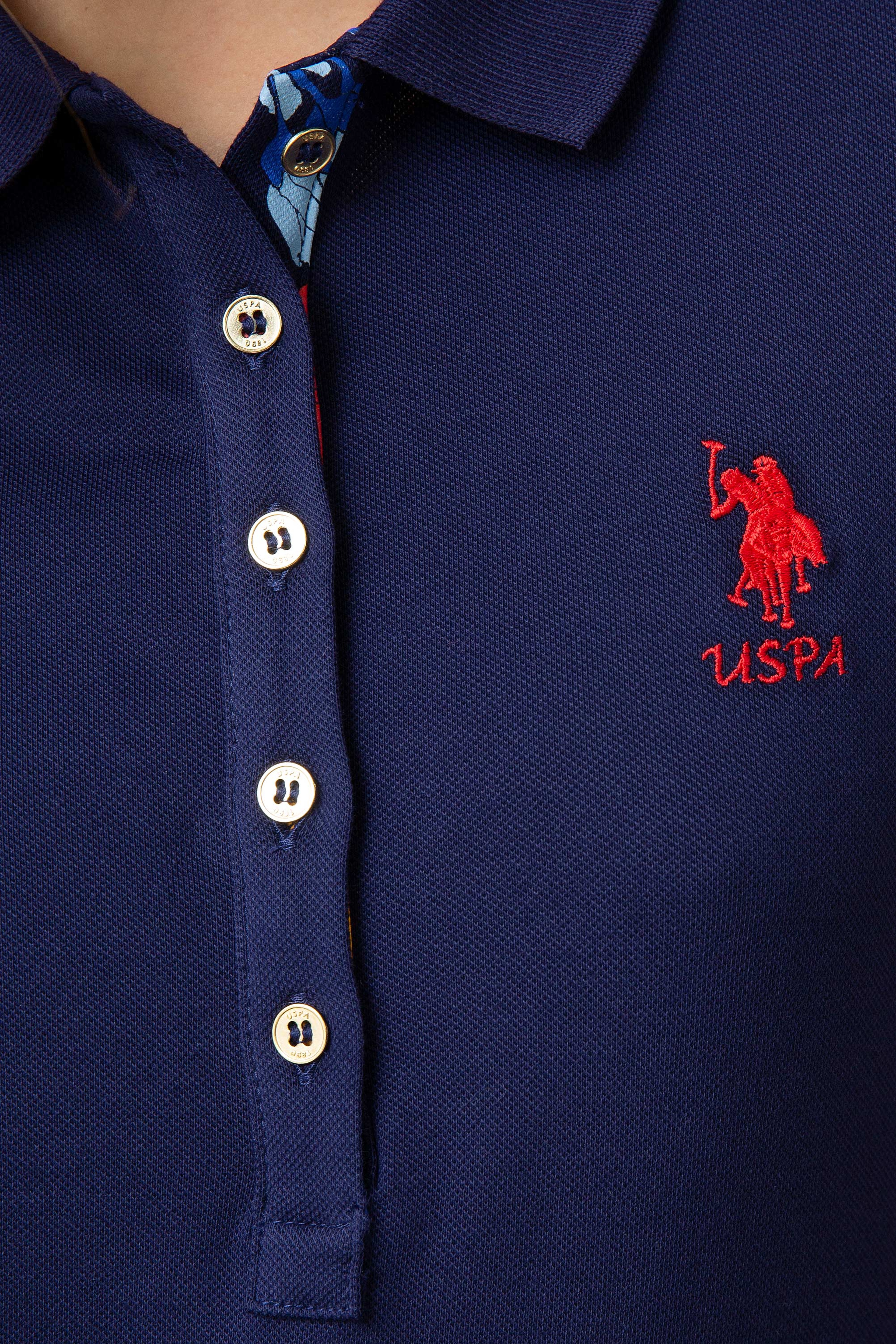 Kadın Lacivert Polo Yaka T-Shirt Basic