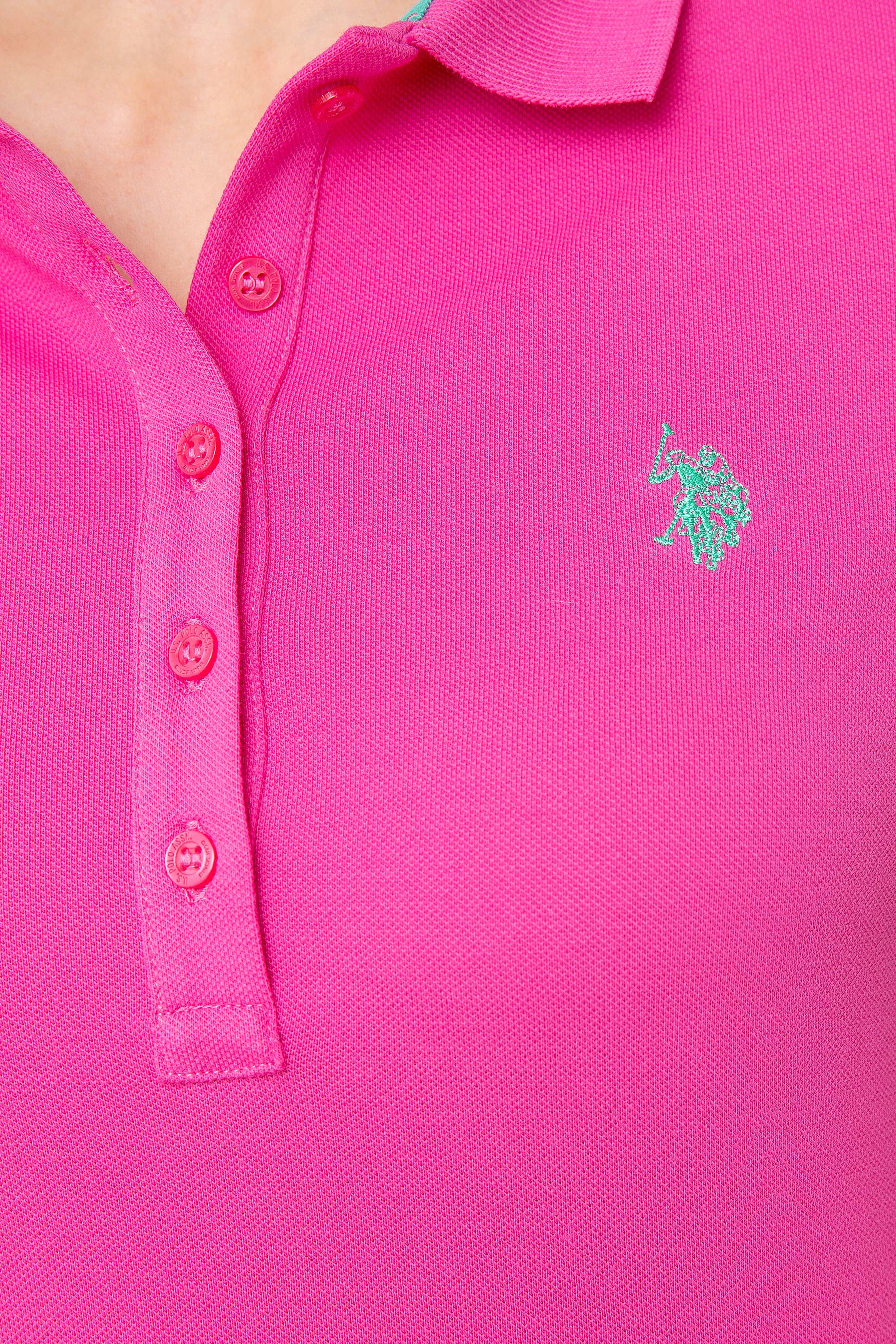 Kadın Pembe Polo Yaka T-Shirt Basic