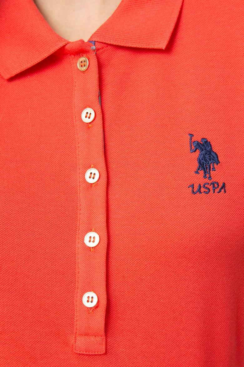 Kadın Nar Çiçeği Basic Polo Yaka Tişört - 50198886104