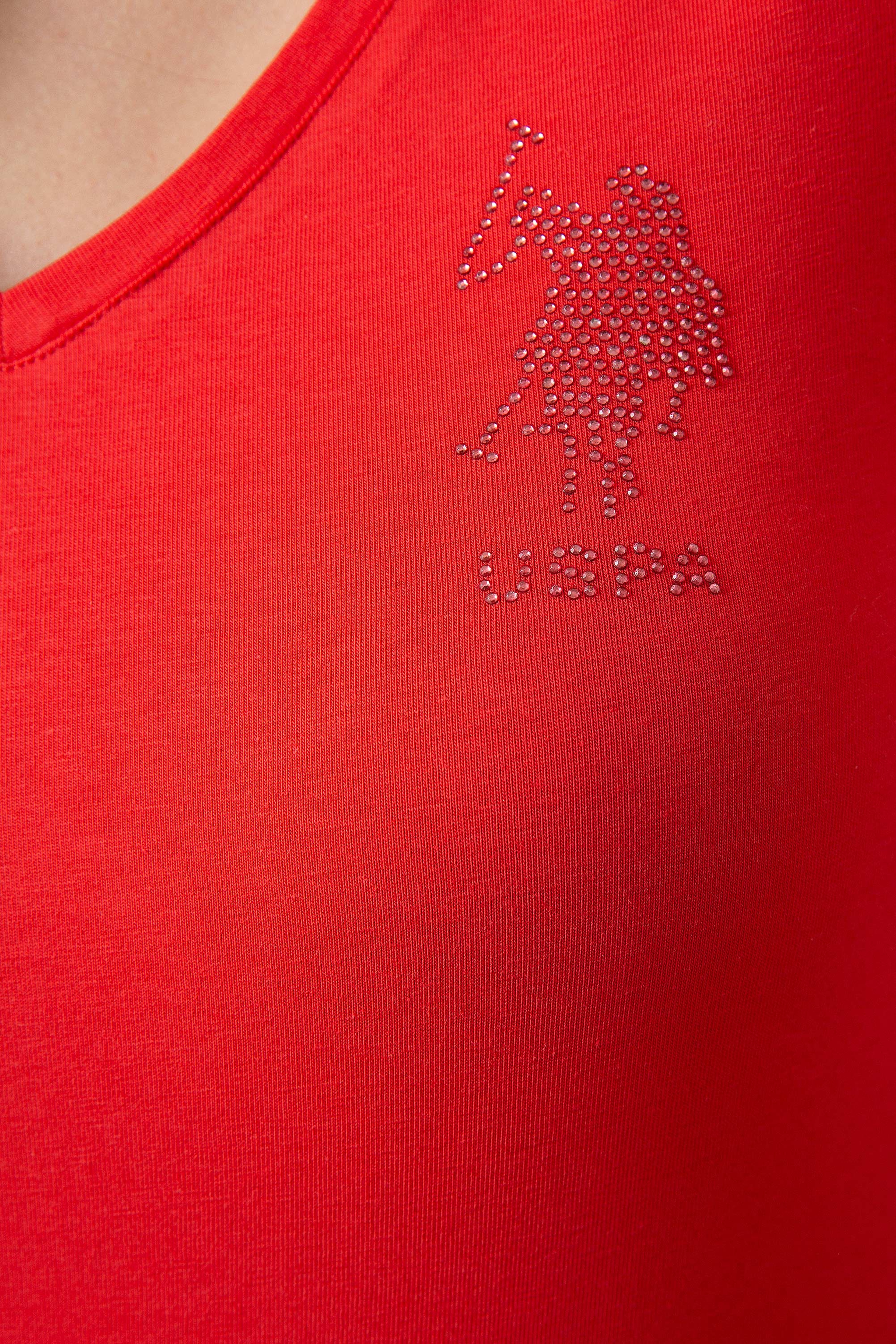 Kadın Kırmızı V - Yaka T-Shirt Basic