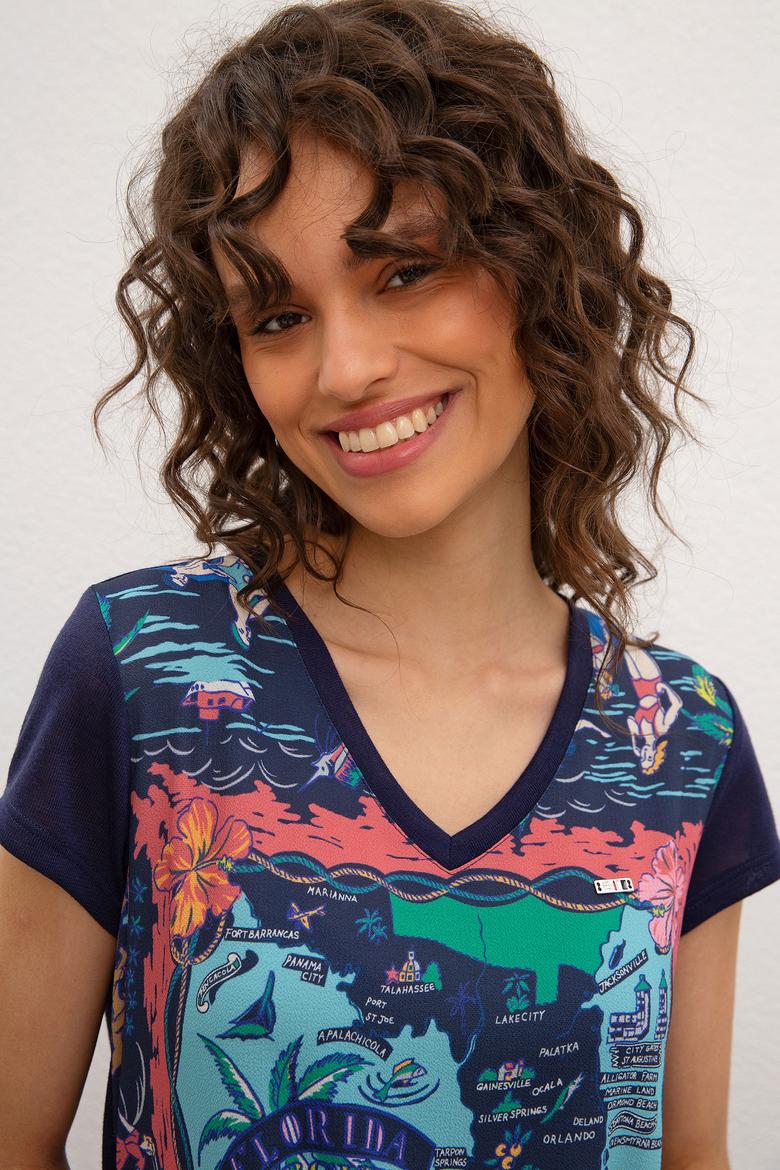 Kadın Lacivert Tişört - 50202591004