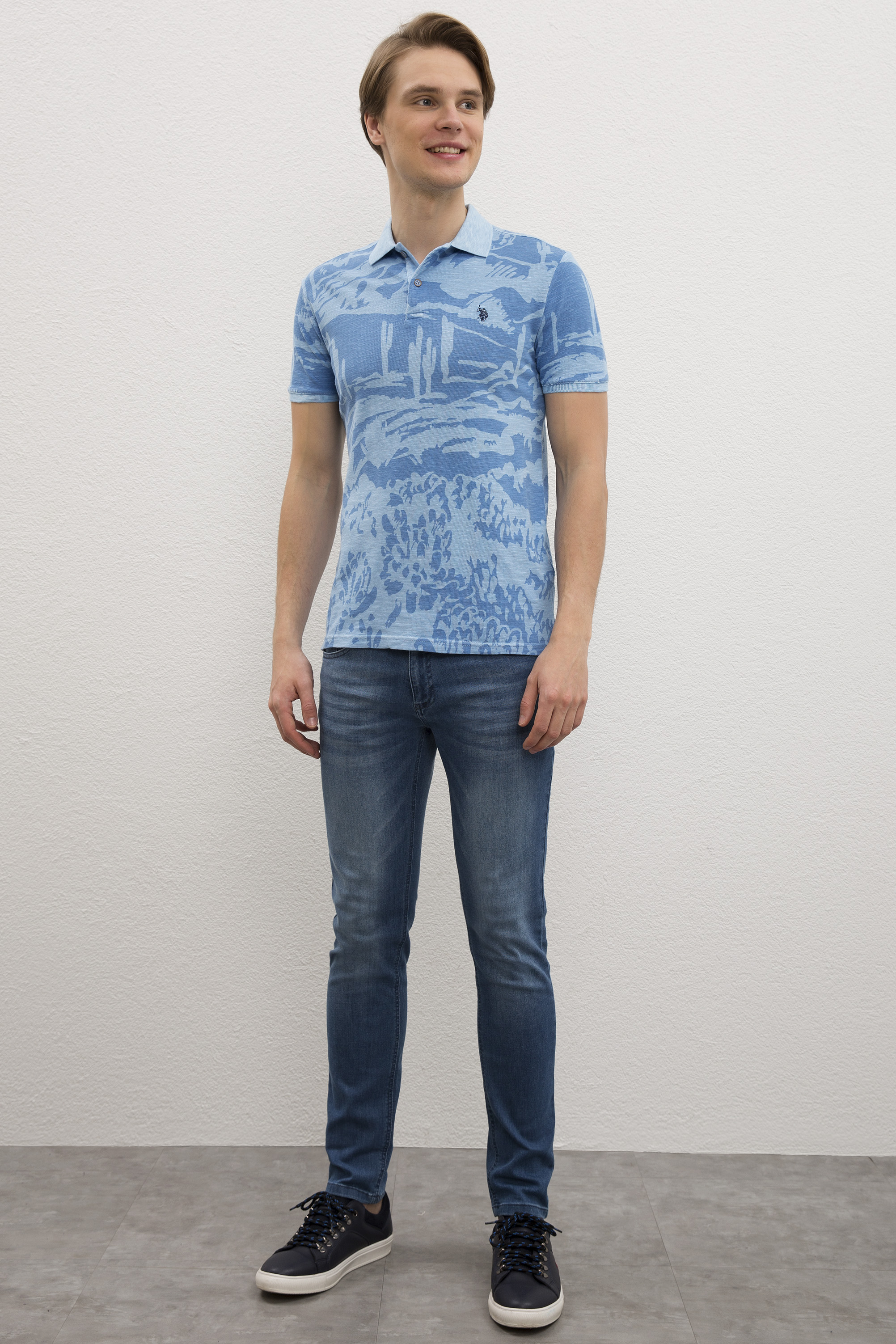 Erkek Açık İndigo Polo Yaka T-Shirt - Image 4