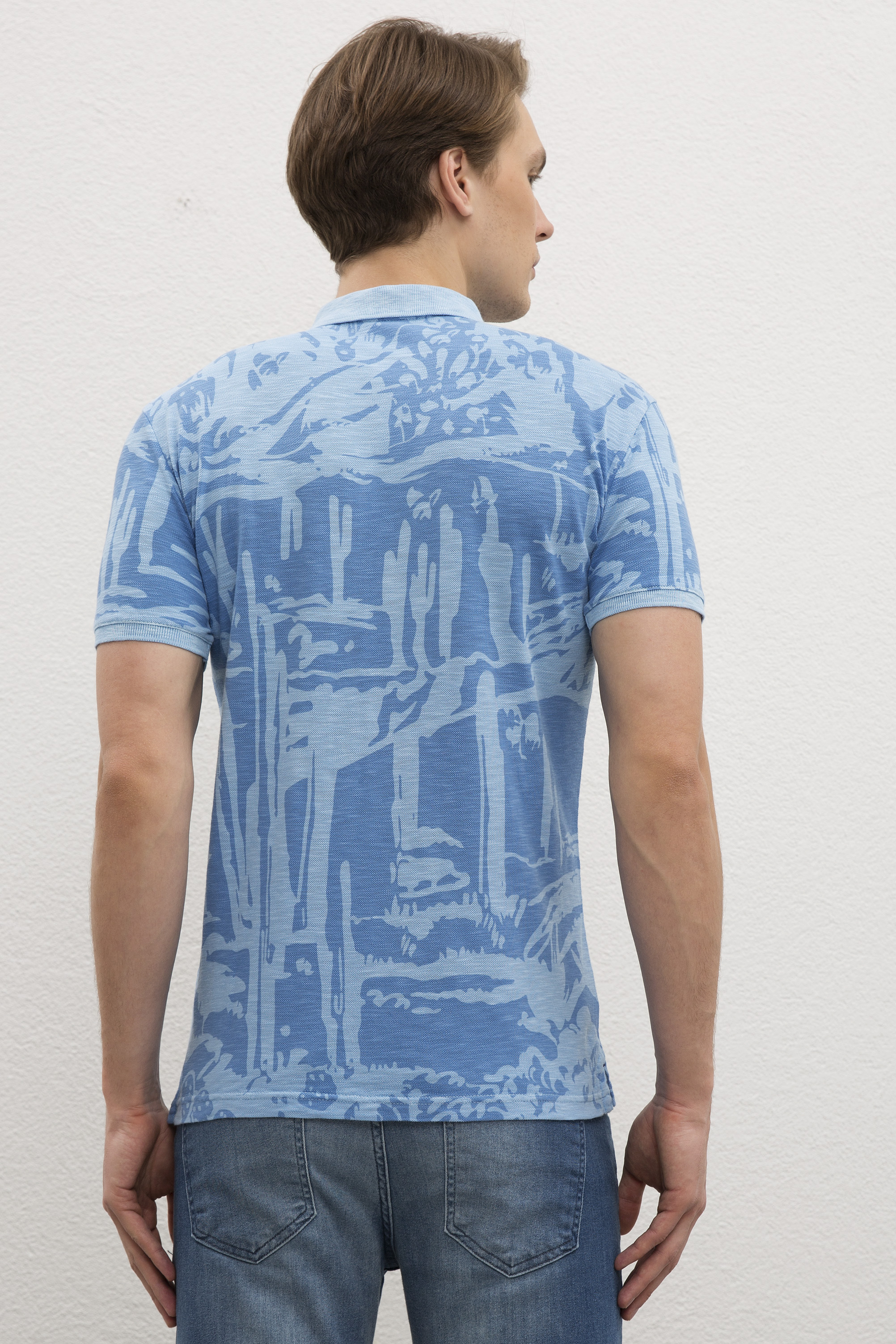 Erkek Açık İndigo Polo Yaka T-Shirt - Image 3