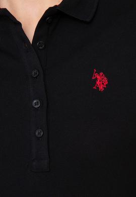 Kadın Siyah Polo Yaka T-Shirt Basic - 50202756091