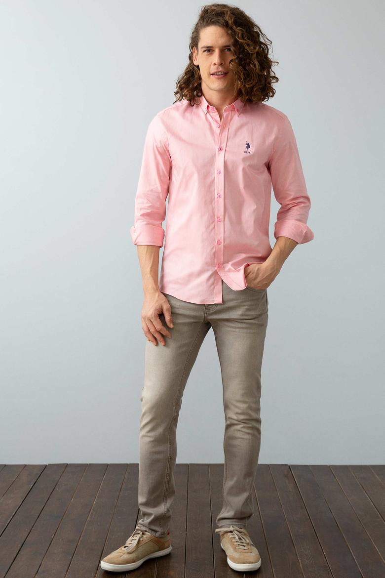 Erkek Pembe Gömlek Uzunkol