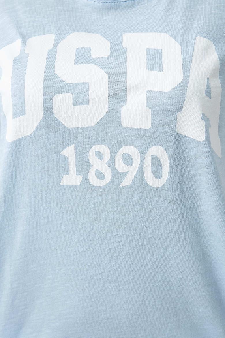 Kadın Mavi Bisiklet Yaka T-Shirt - 50204160088