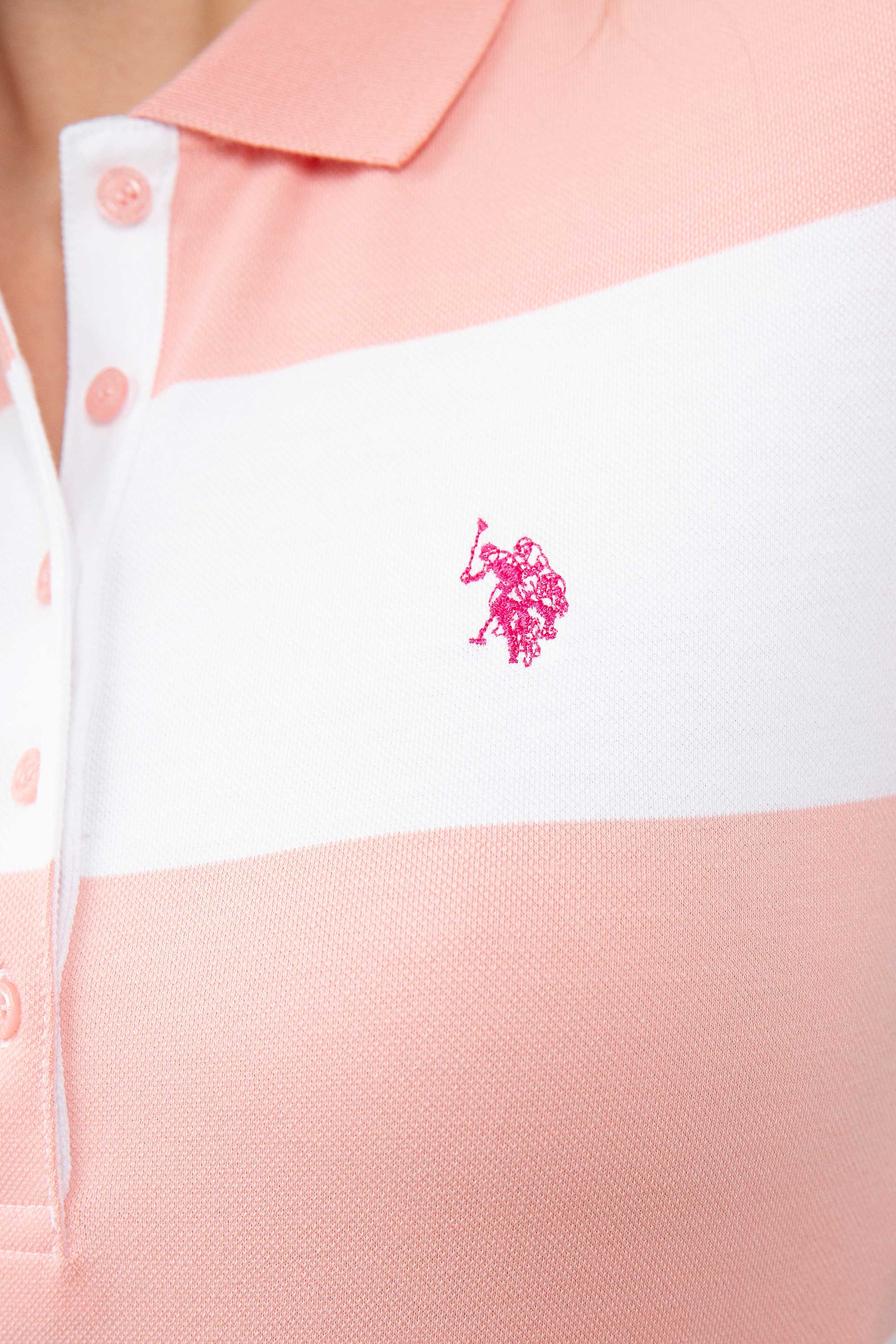 Kadın Pembe Polo Yaka T-Shirt - Image 3