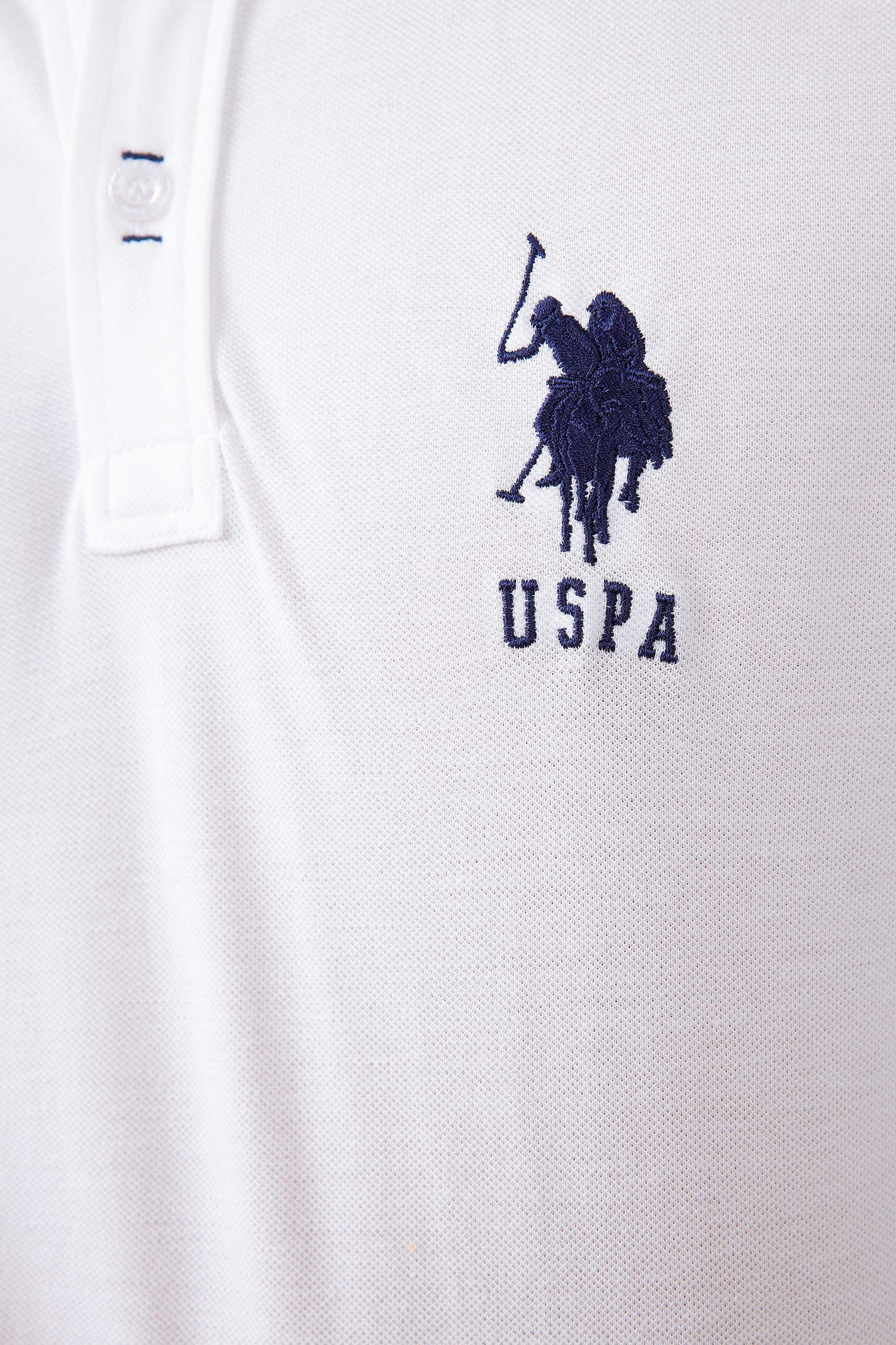 Erkek Beyaz Polo Yaka T-Shirt - Image 5