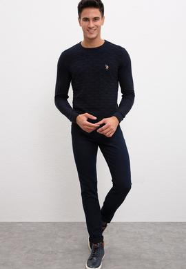 Erkek Lacivert Bisiklet Yaka Triko Kazak - 50207676002