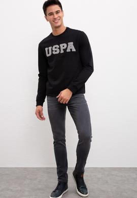 Erkek Siyah Bisiklet Yaka Sweatshirt Basic - 50207332049