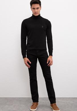 Erkek Siyah Balıkçı Yaka Triko Kazak Basic - 50207646043