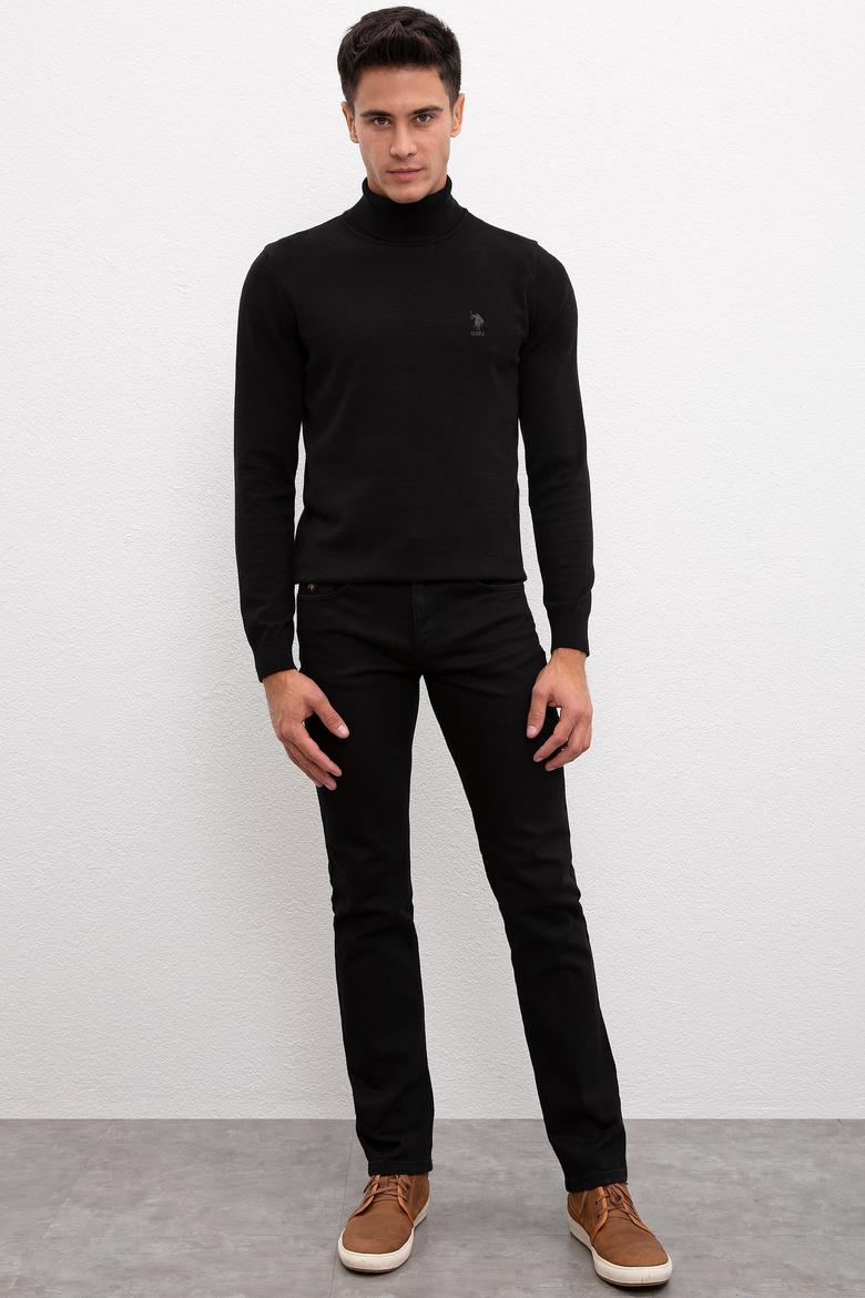Erkek Siyah Balıkçı Yaka Triko Kazak Basic - 50207646043