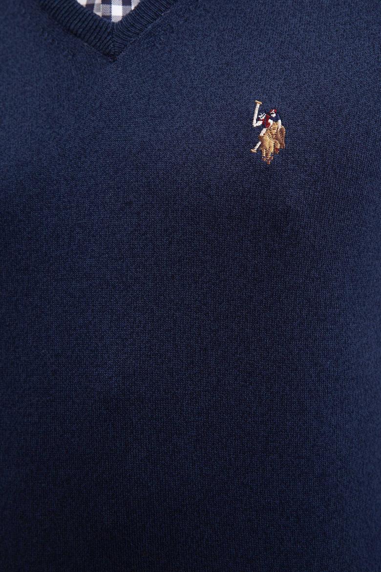 Erkek Lacivert V Yaka Basic Triko Kazak - 50207651007