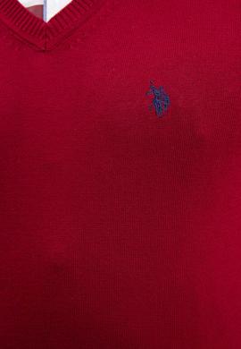 Erkek Bordo V-Yaka Triko Kazak Basic - 50211249072