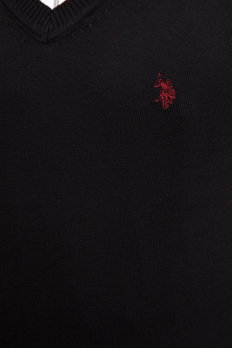 Erkek Siyah V-Yaka Triko Kazak Basic - 50211249032