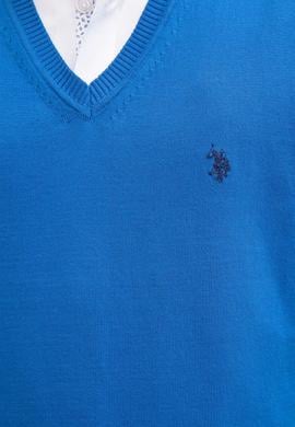 Erkek Kobalt V-Yaka Triko Kazak Basic - 50211249080