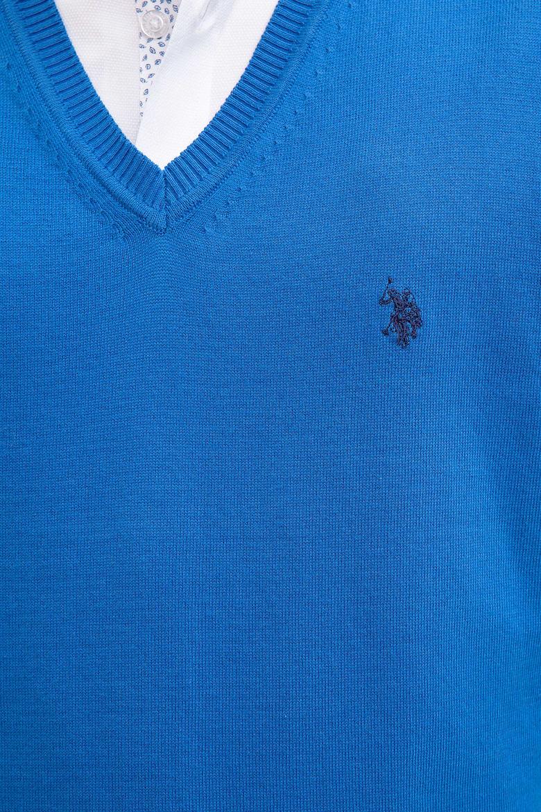 Erkek Kobalt V-Yaka Triko Kazak Basic - 50211249080