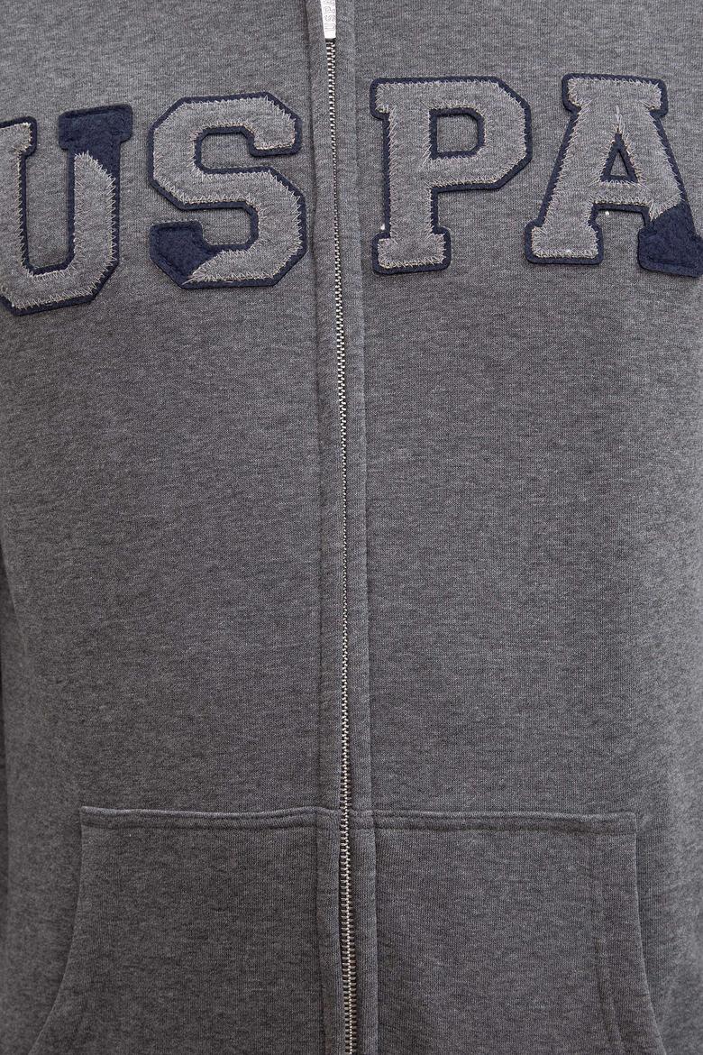 Erkek Antrasit Melanj Kapüşonlu Fermuarlı Sweatshirt - 50207307030