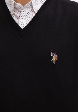 Erkek Siyah V-Yaka Triko Kazak Basic - 50207651017