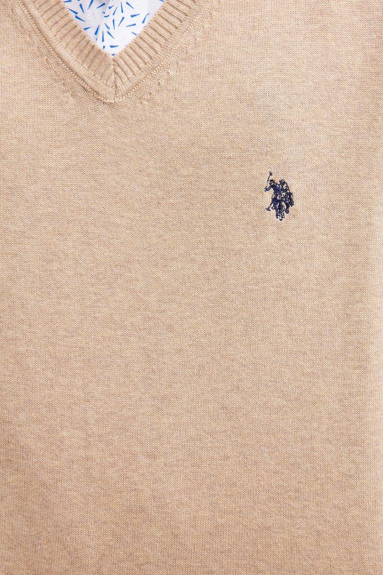 Erkek Kum Melanj V-Yaka Triko Kazak Basic - 50211249048