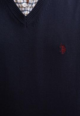 Erkek Lacivert V-Yaka Triko Kazak Basic - 50211249062