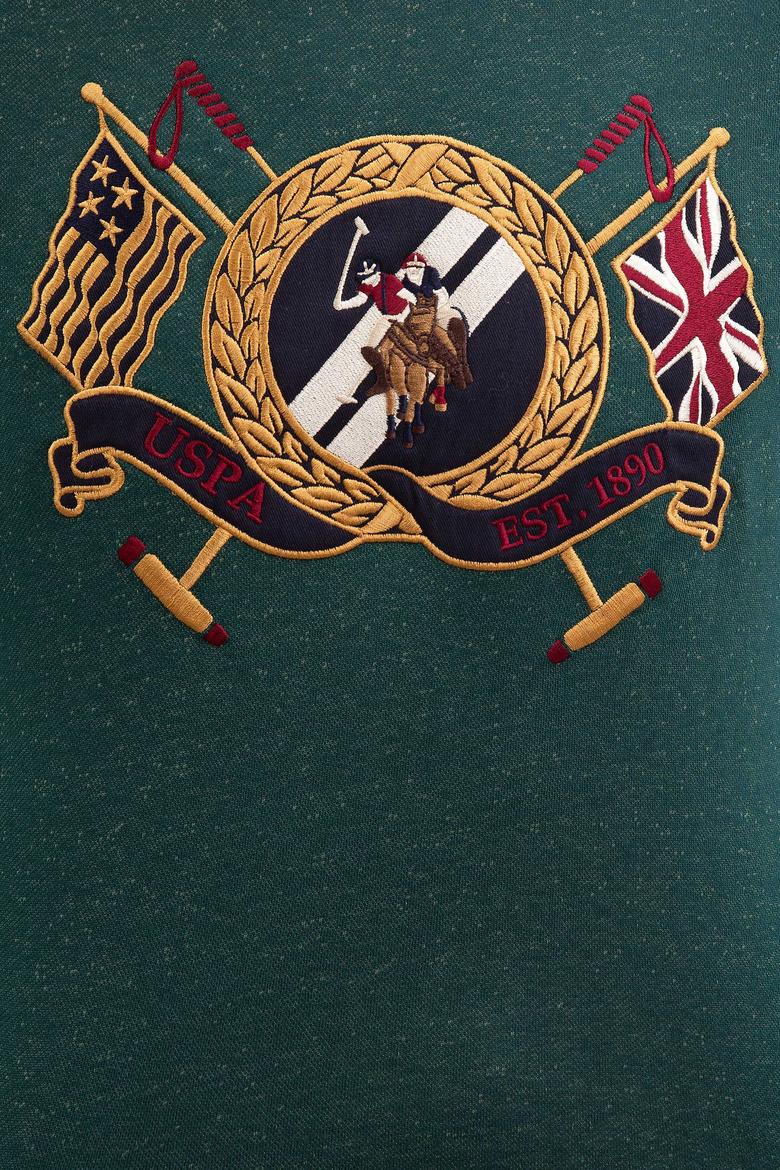 Erkek Koyu Yeşil Bisiklet Yaka Sweatshirt - 50207609013