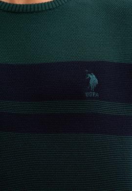 Erkek Koyu Yeşil Bisiklet Yaka Triko Kazak - 50205661027