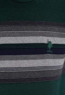 Erkek Koyu Yeşil Bisiklet Yaka Triko Kazak - 50205676015