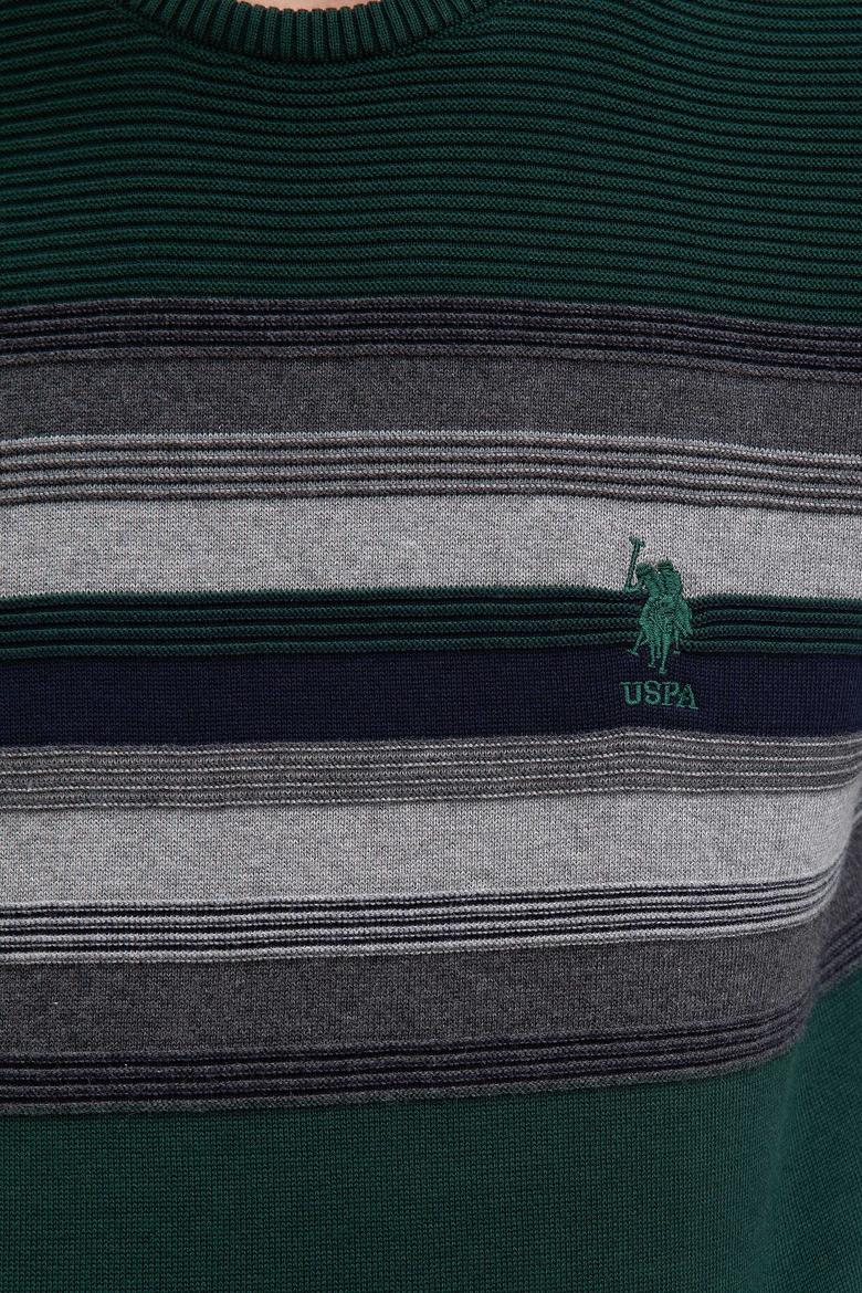 Erkek Koyu Yeşil Bisiklet Yaka Triko Kazak - 50205676015