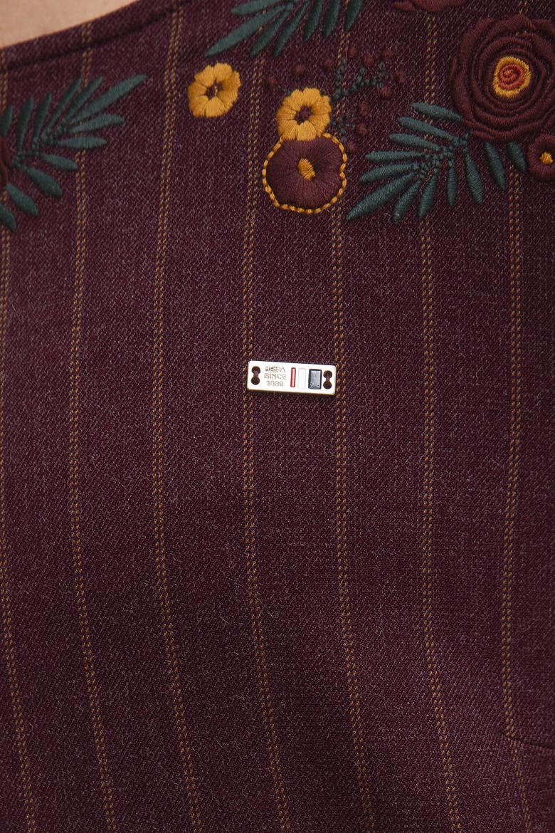 Kadın Koyu Bordo Dokuma Elbise - 50213146015