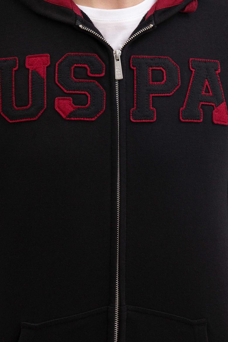 Erkek Siyah Kapüşonlu Fermuarlı Sweatshirt - 50207307013