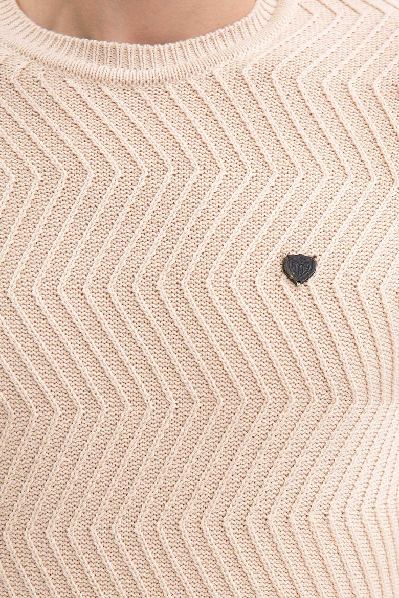 Erkek Ecru Bisiklet Yaka Triko Kazak - 50207633074