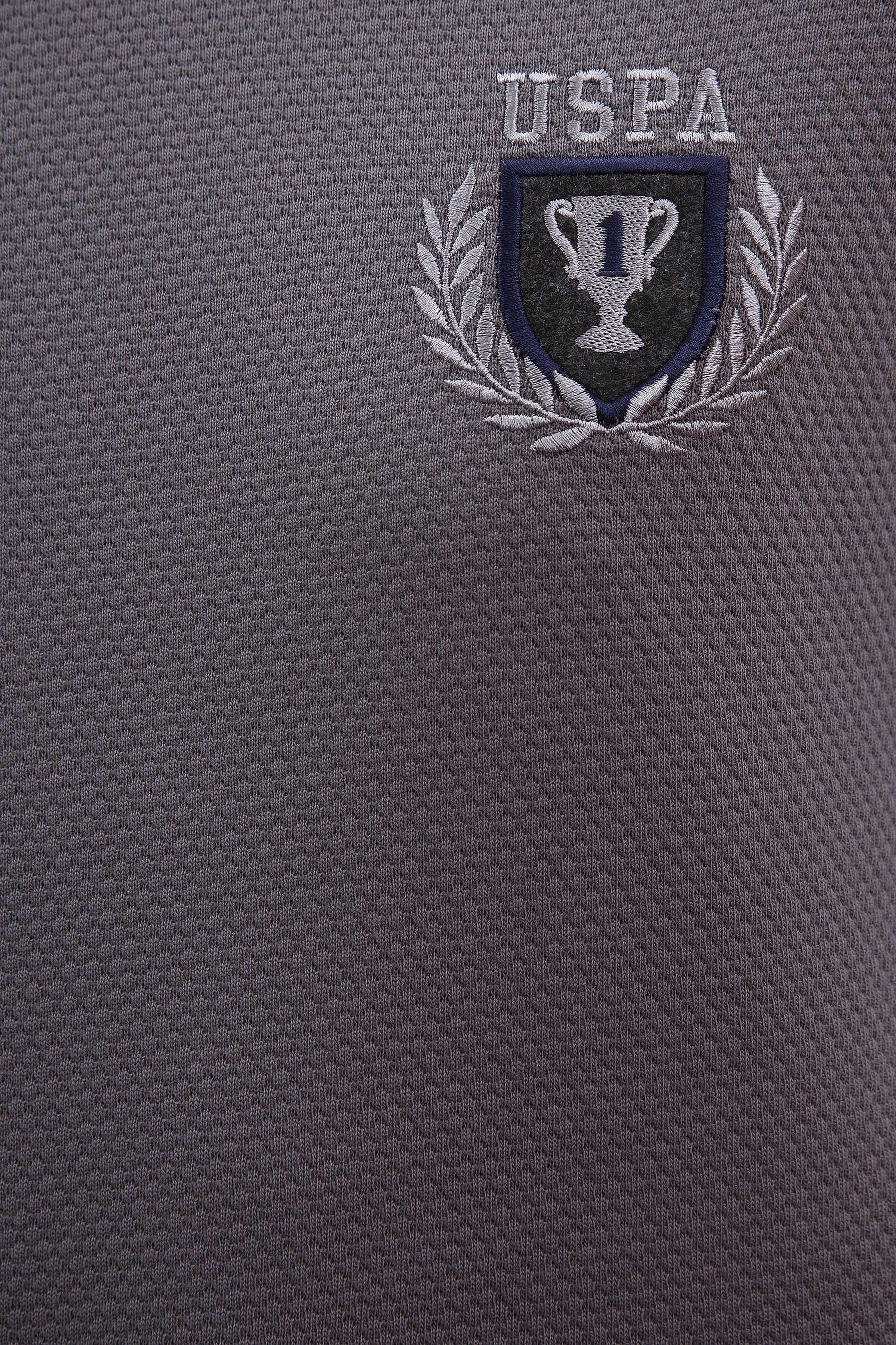 Erkek Antrasit Bisiklet Yaka Sweatshirt - Image 5