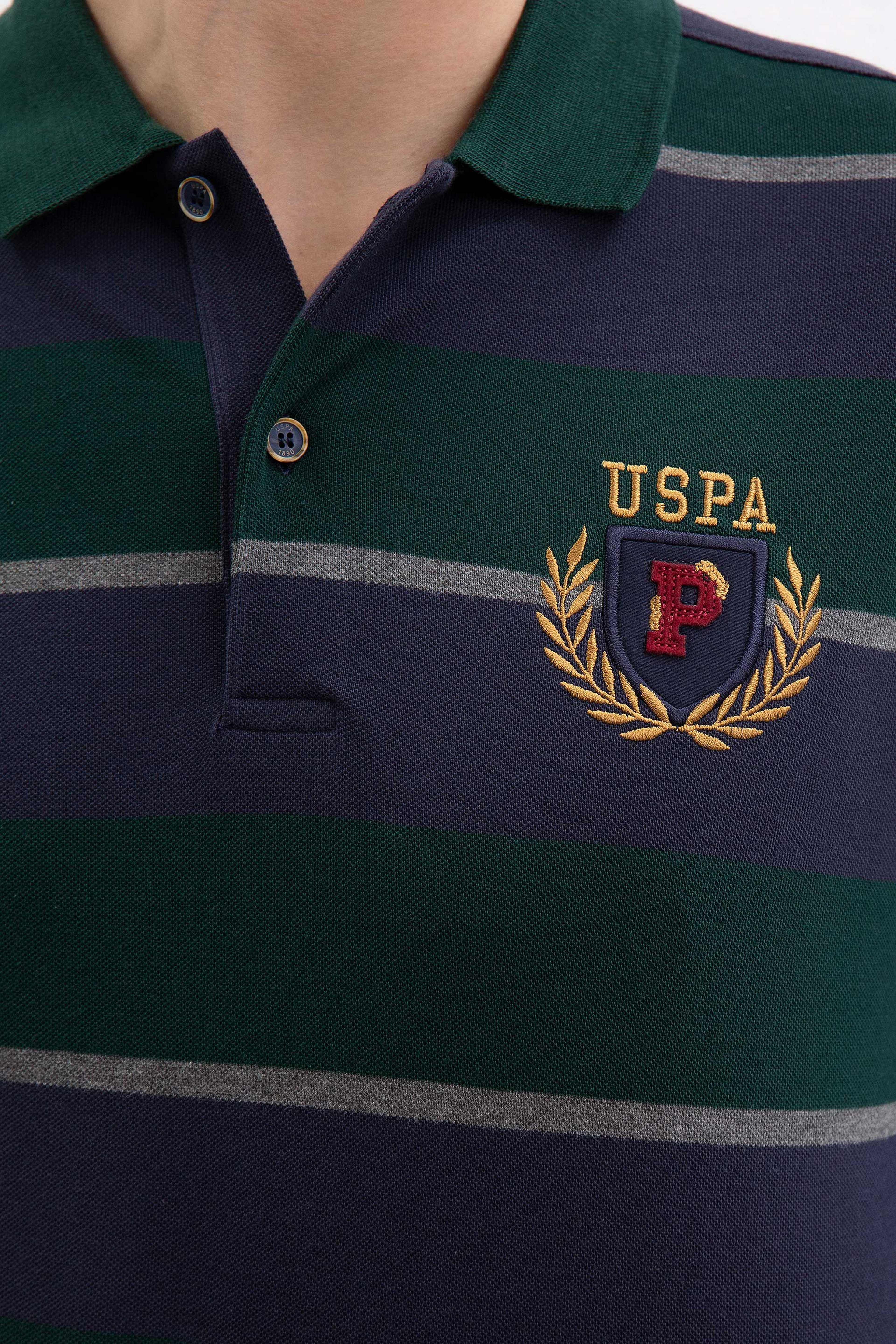 Erkek Koyu Yeşil Polo Yaka Sweatshirt - Image 5