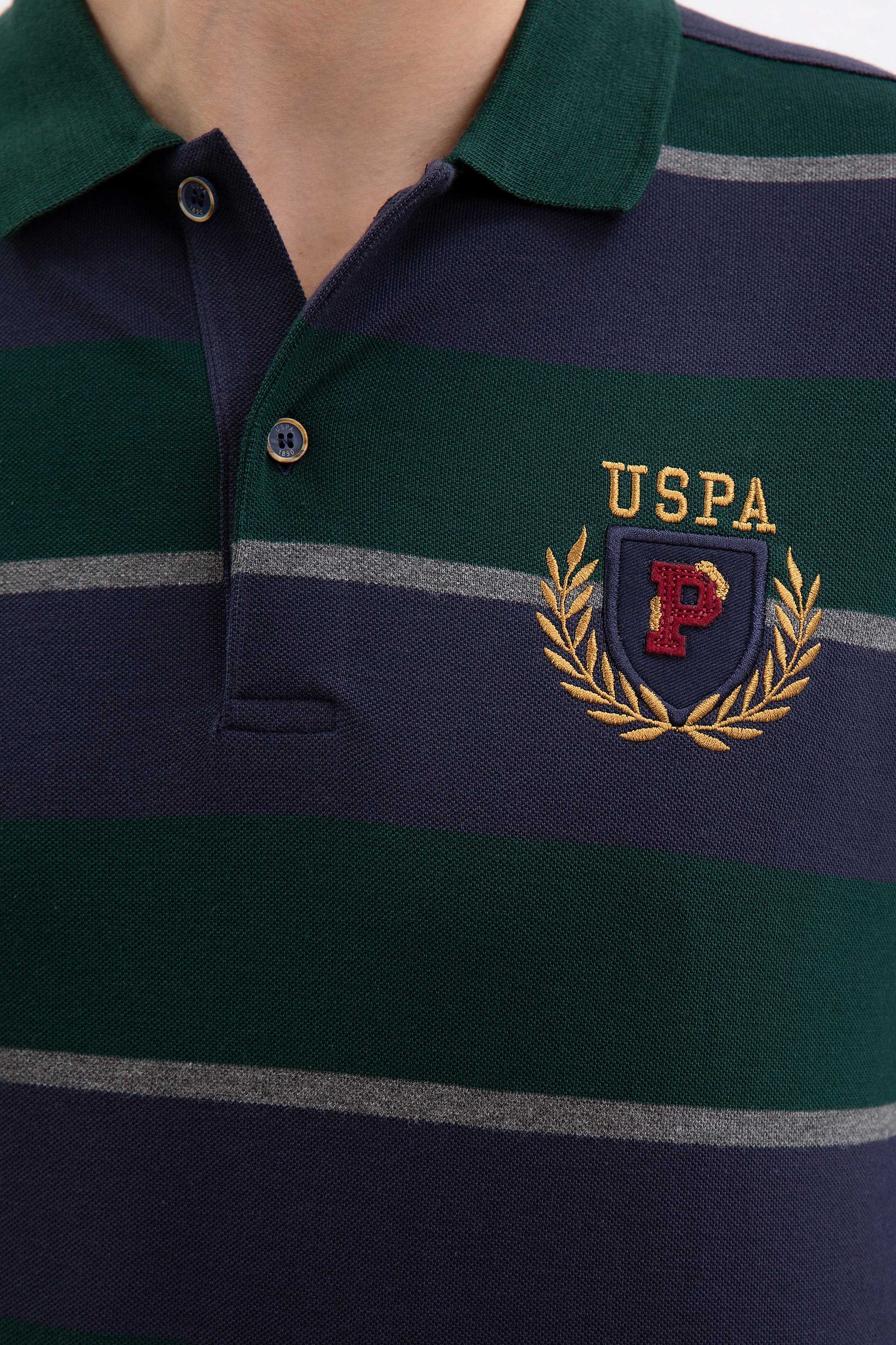 Erkek Koyu Yeşil Polo Yaka Sweatshirt