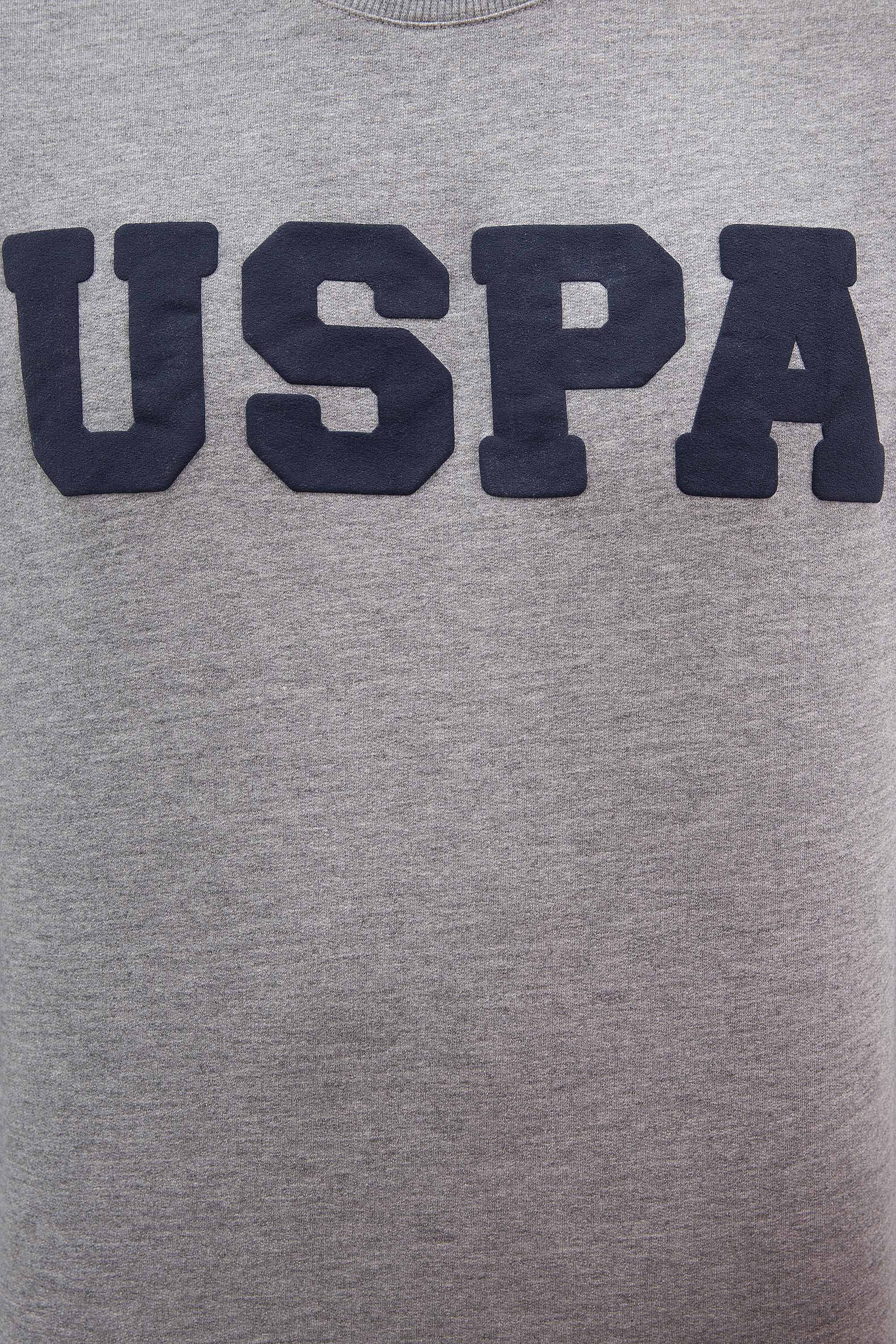 Erkek Gri Melanj Bisiklet Yaka Sweatshirt Basic - Image 5